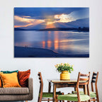 Lake Sunset with Silhouettes Wall Art