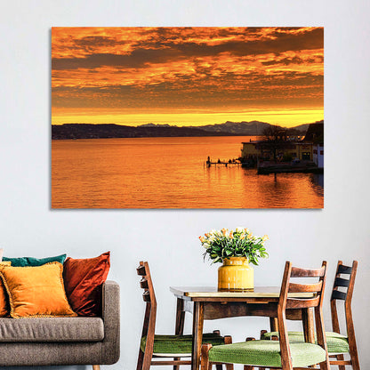 Lake Zurich Golden Sunset Wall Art