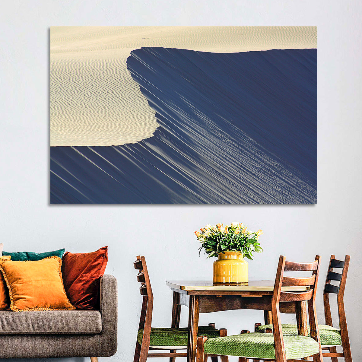 Minimalist Sand Dunes in Late Light Wall Art in a room, landscape