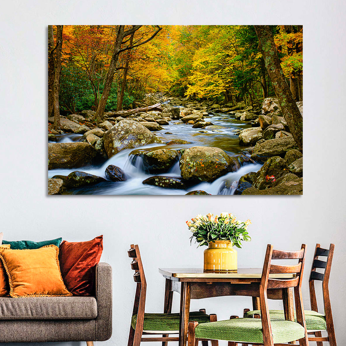 Autumn Stream Through Forest Wall Art