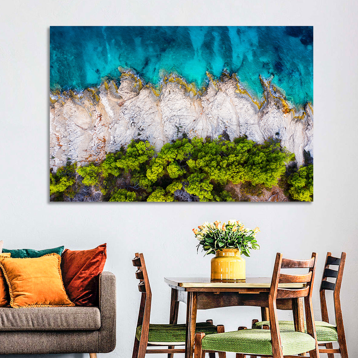 Croatian Coastscape Wall Art in a room, landscape