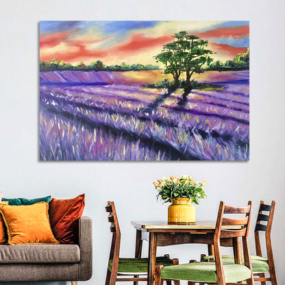 Lavender Field Sunset Wall Art