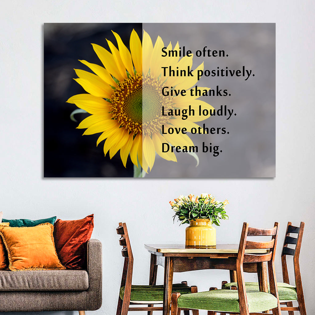 Sunflower Smile Typography Wall Art