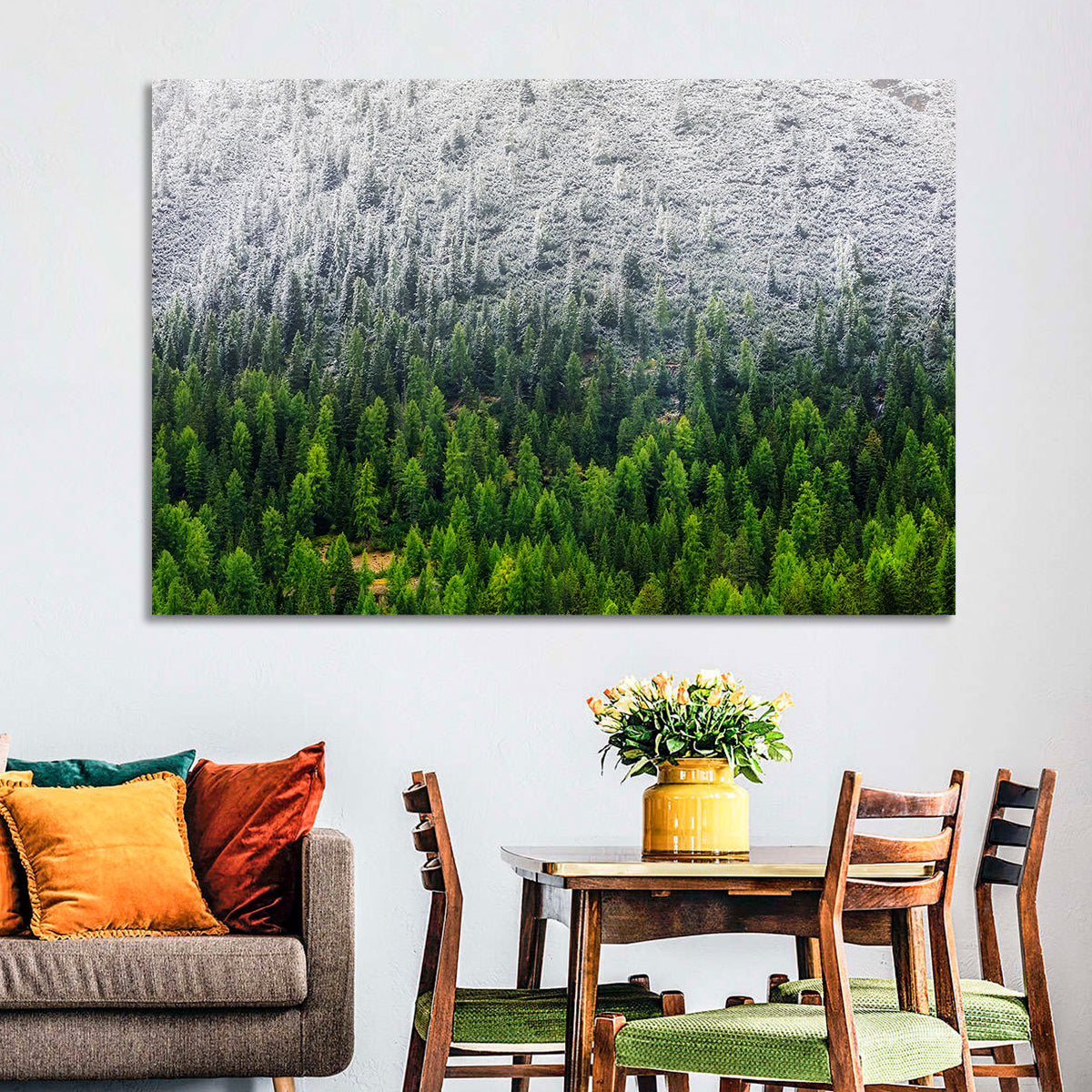 Snowy Dolomites Forest Wall Art