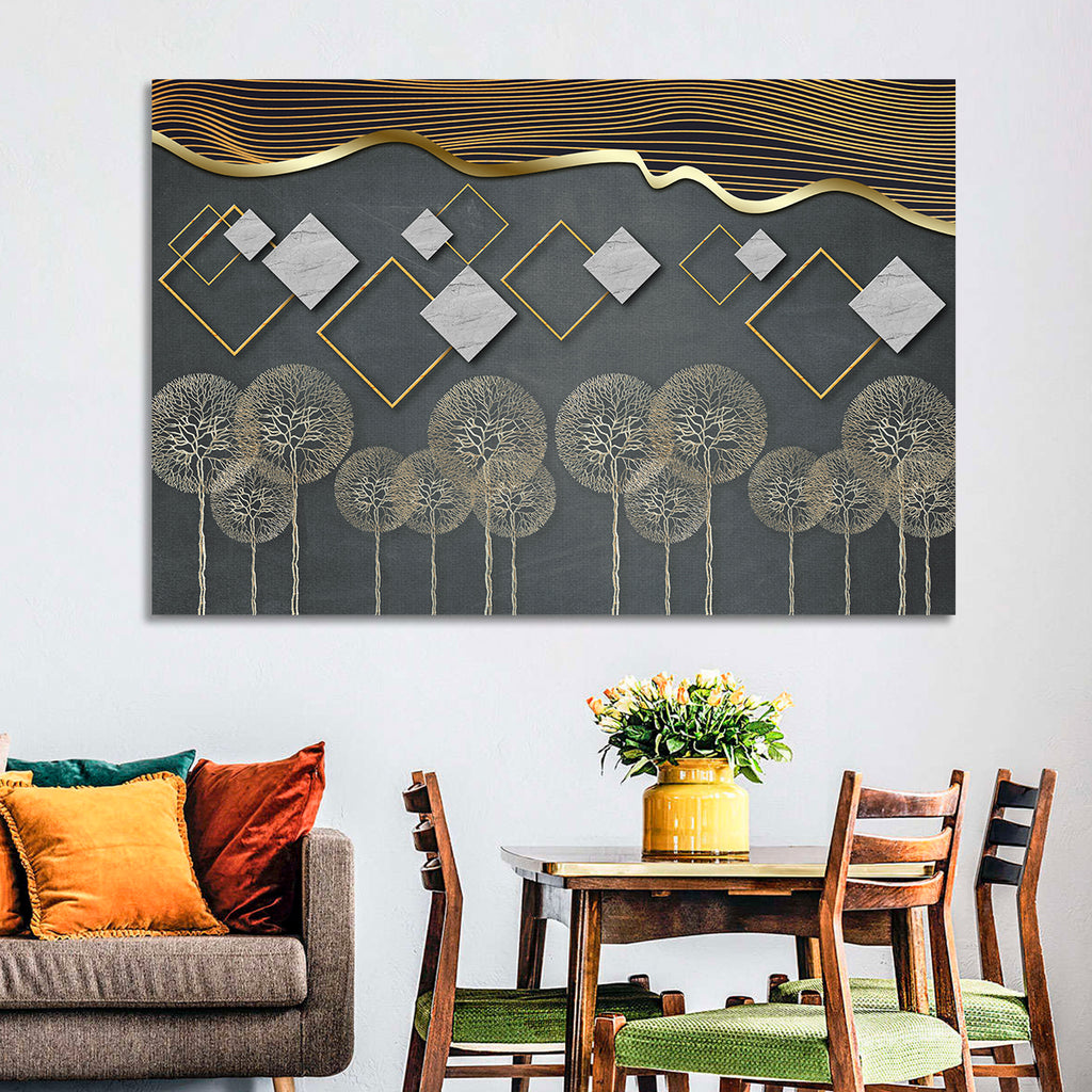 Gray and Gold Dandelion Wall Art