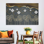 Gray and Gold Dandelion Wall Art