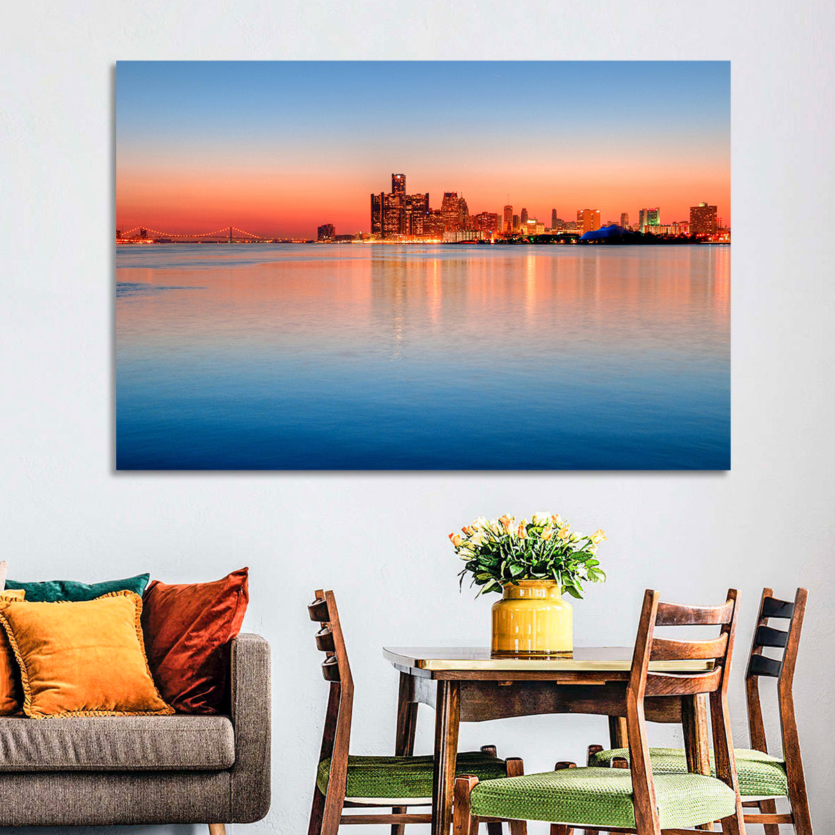 Detroit Golden Hour Skyline Wall Art