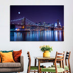 Brooklyn Bridge Moonlit Reflections Wall Art
