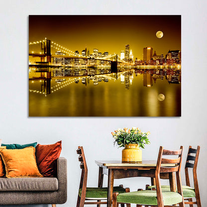 Brooklyn Bridge Moonlit Reflection Wall Art