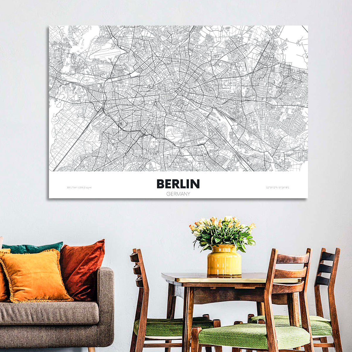 Berlin Street Network Map Wall Art