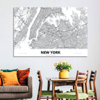 New York Street Grid Map Wall Art