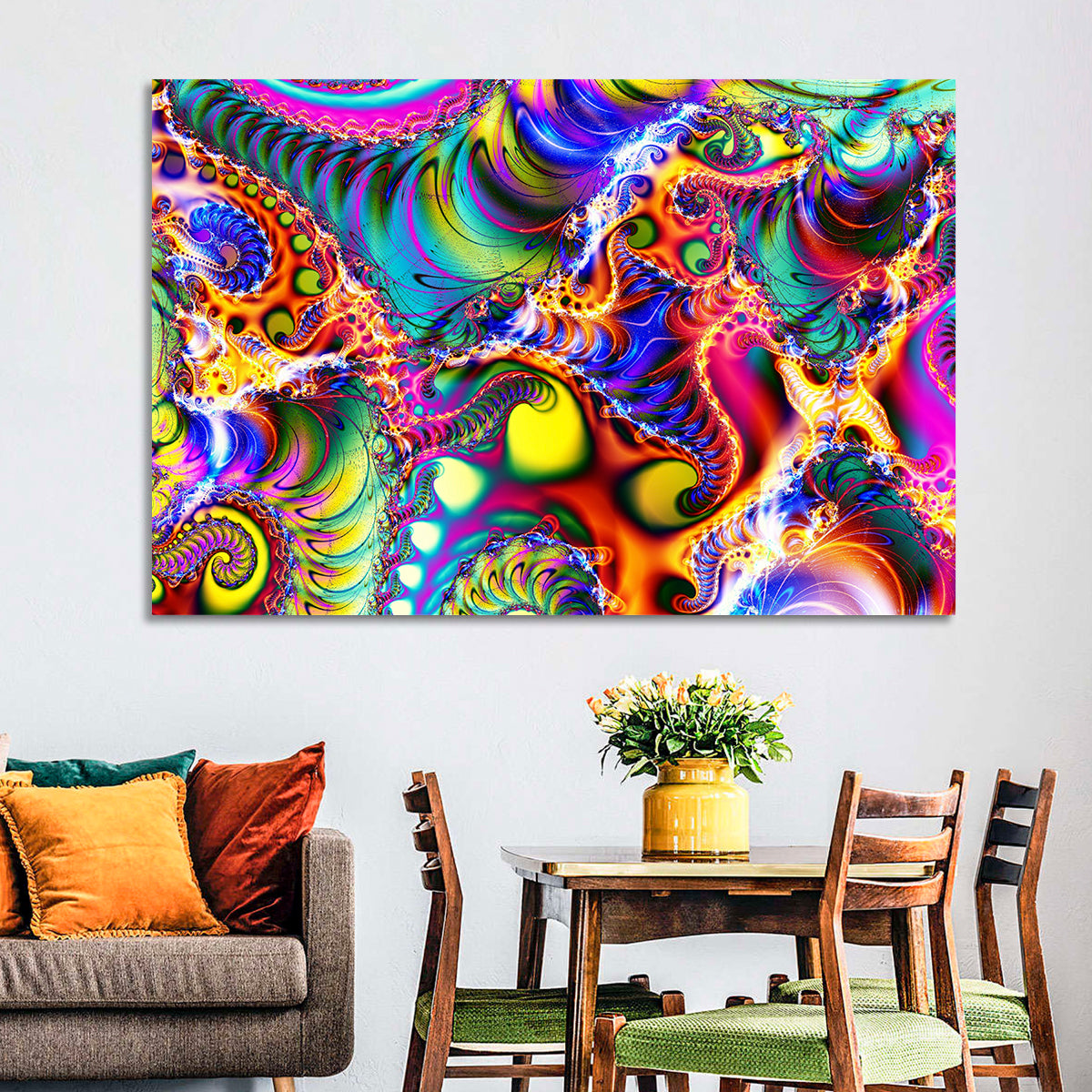 Chromatic Fractal Swirls Wall Art