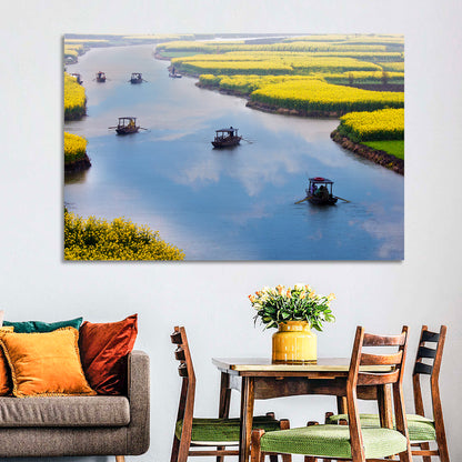 Boats in River Wall Art