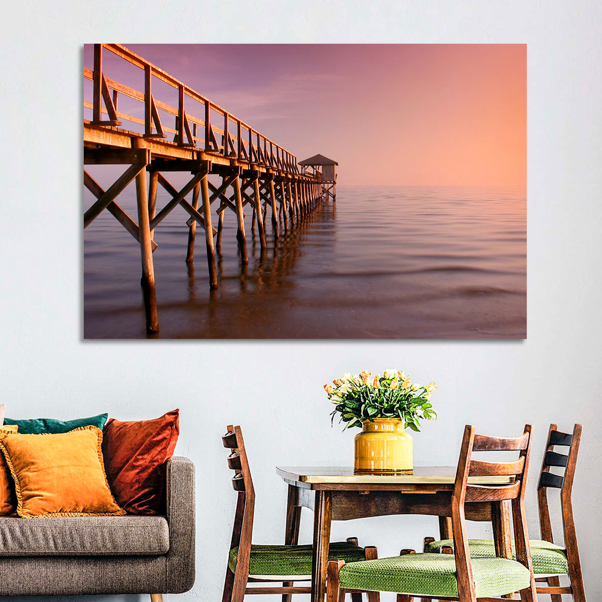 Gulf of Mexico Pier Wall Art in a room, landscape