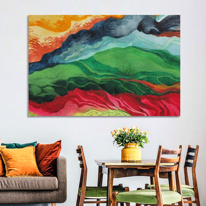 River Through Abstract Mountains Wall Art