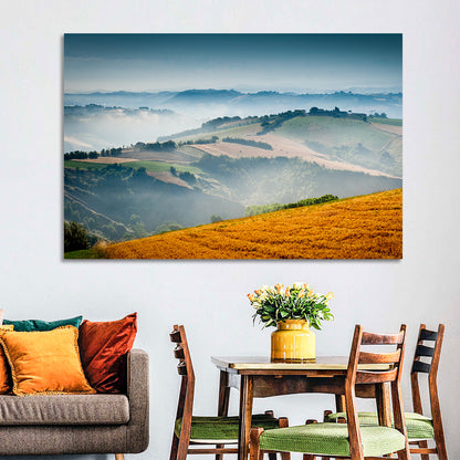 Morning Mist Over Tuscany Wall Art