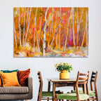 Autumn Birch Grove Painting Wall Art