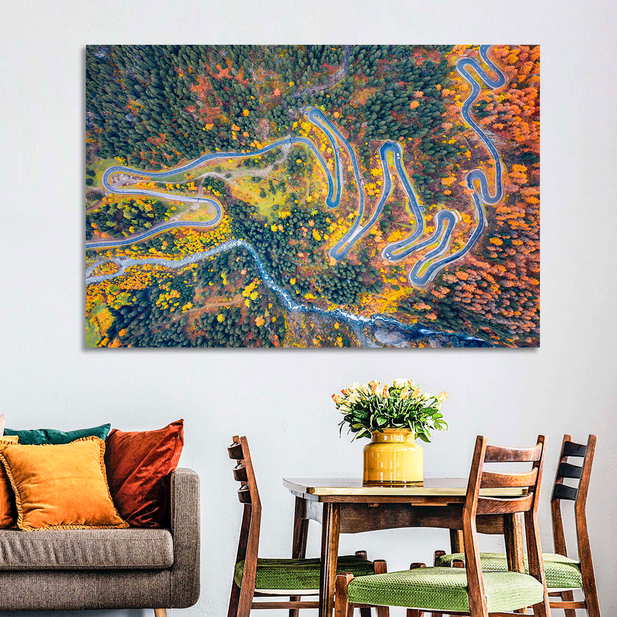 Maloya Pass Aerial View Wall Art in a room, landscape