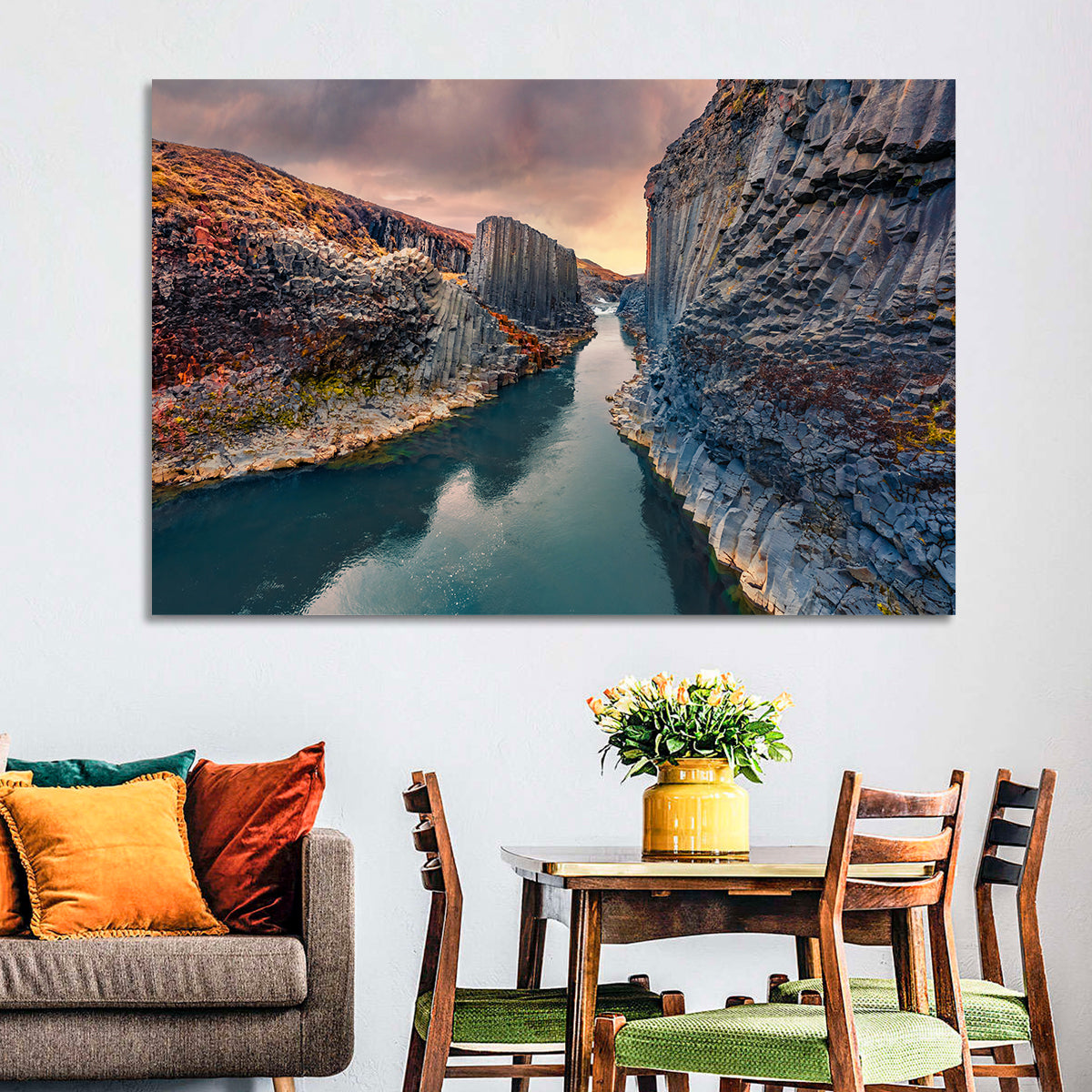 Studlagil Canyon at Sunset Wall Art