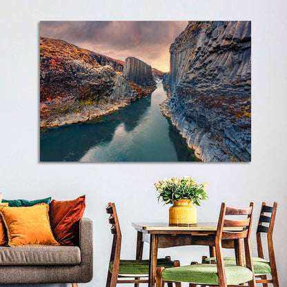 Studlagil Canyon at Sunset Wall Art