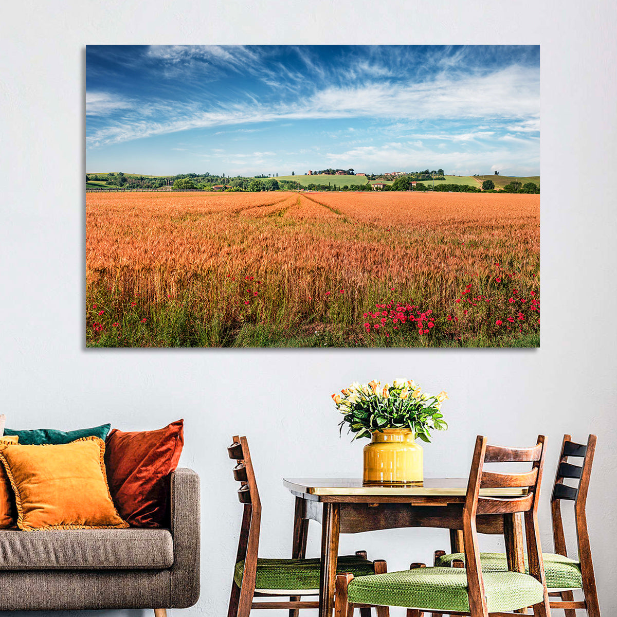 Golden Wheat Field with Poppies Wall Art