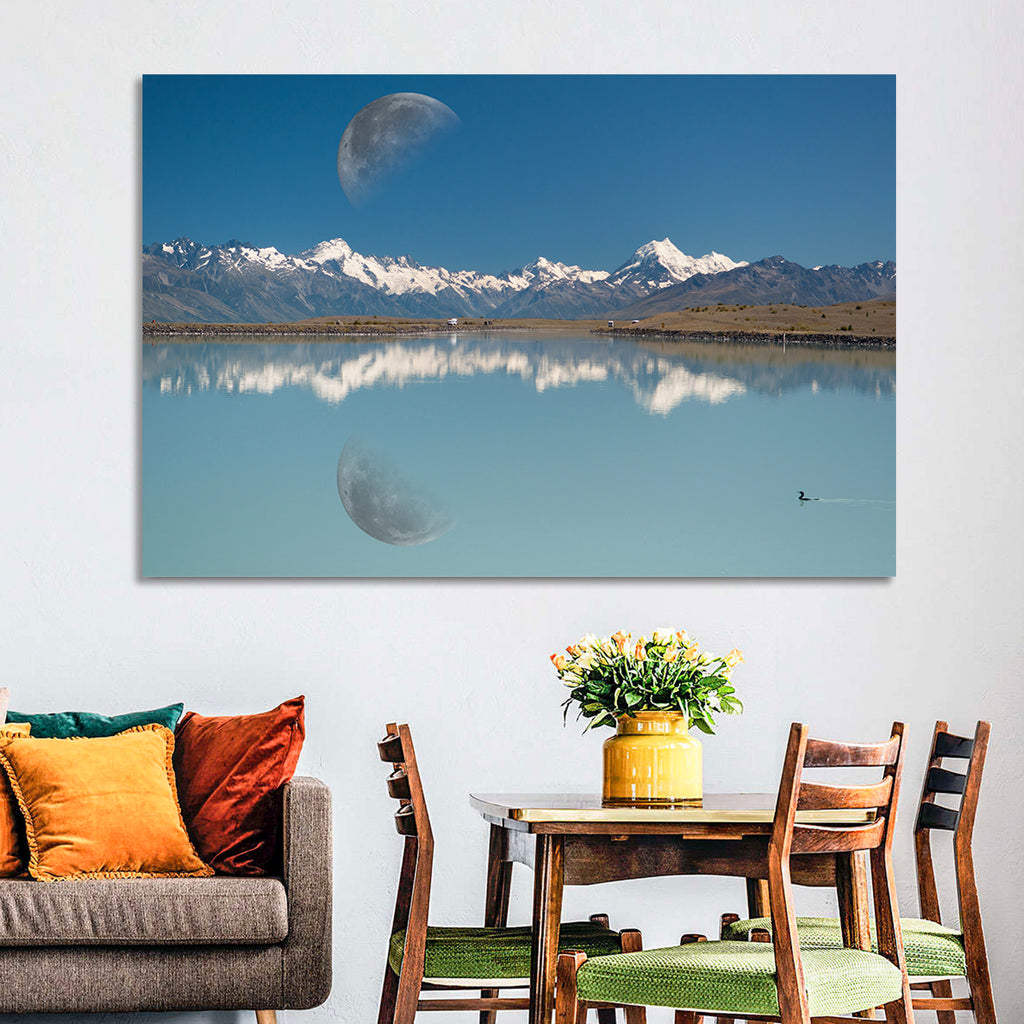 Moon Over Mt Cook and Lake Pukaki Wall Art
