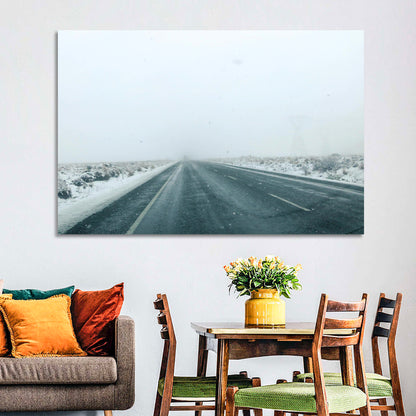 Foggy Winter Mountain Road Wall Art