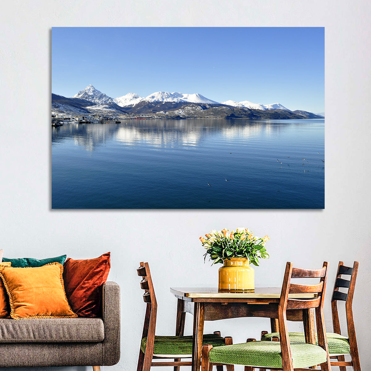Beagle Channel Mountains, Ushuaia Wall Art in a room, landscape