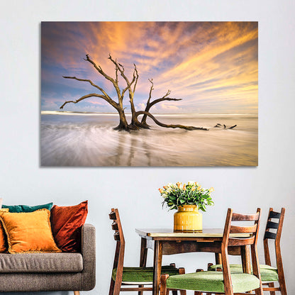 Folly Beach Driftwood Sunset Wall Art