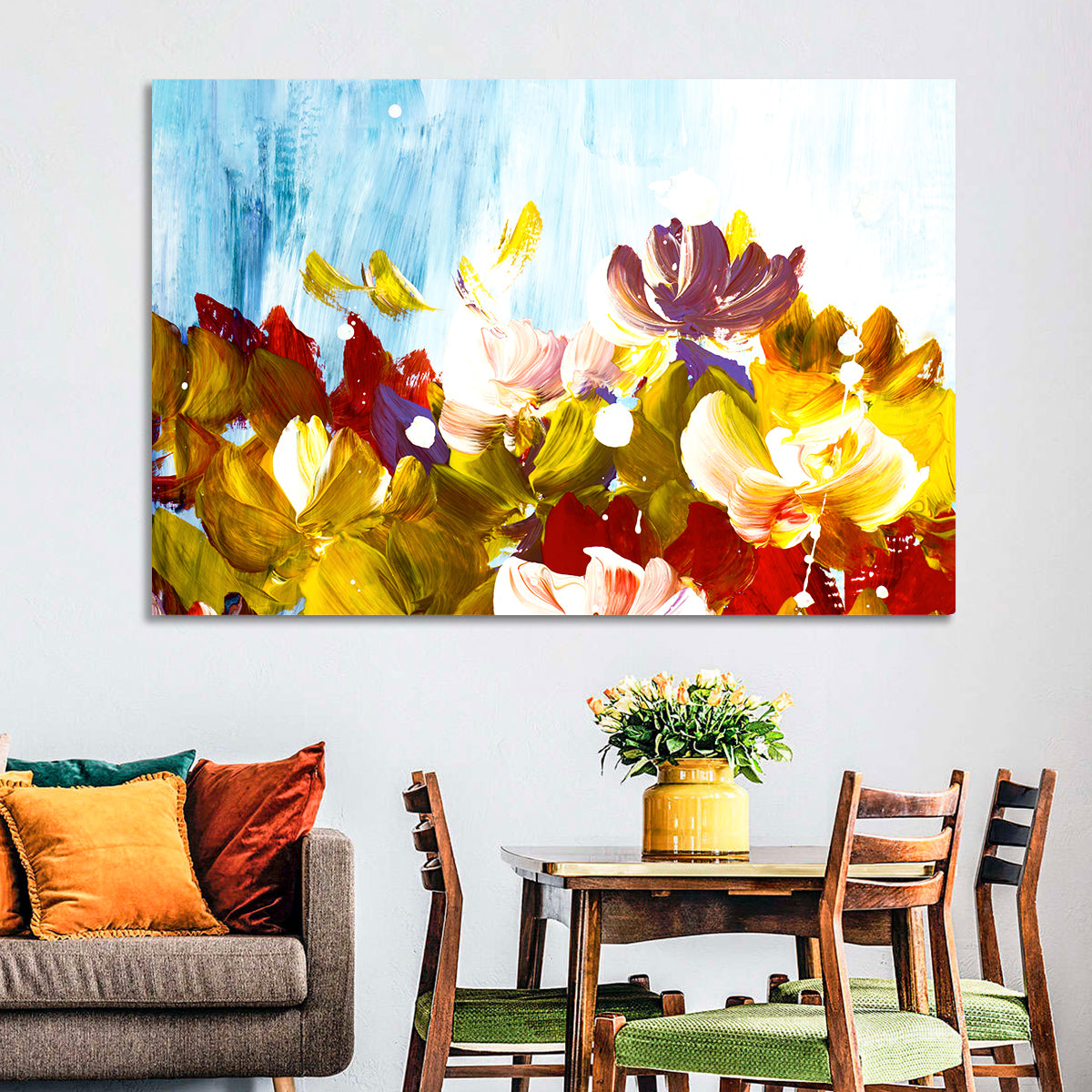 Impasto Floral Garden Wall Art in a room, landscape