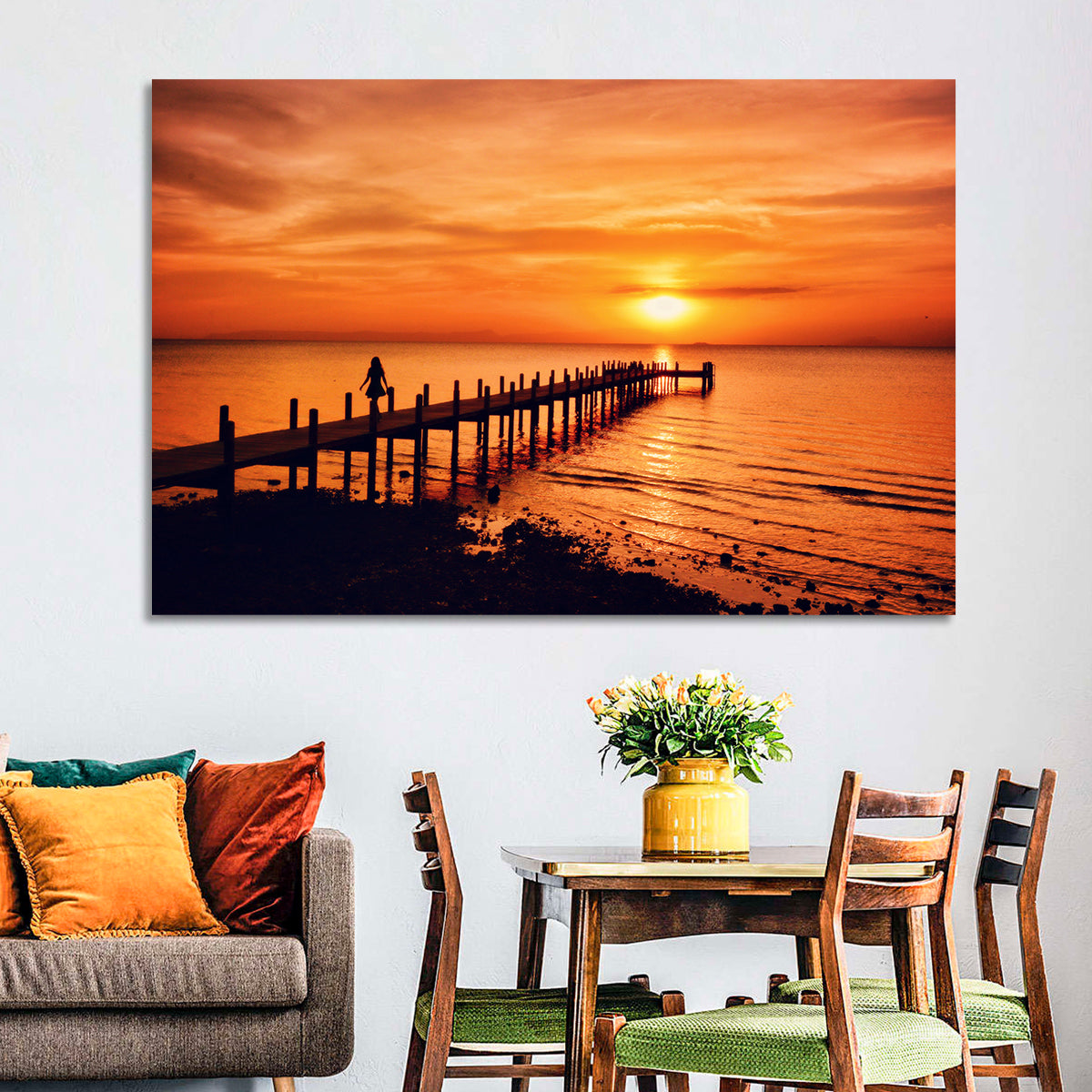 Kampot Pier at Sunset Wall Art