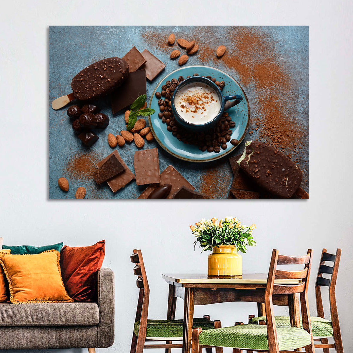 Coffee and Ice Cream Still Life Wall Art in a room, landscape