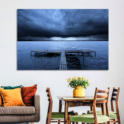 Stormy Lake Pier Wall Art