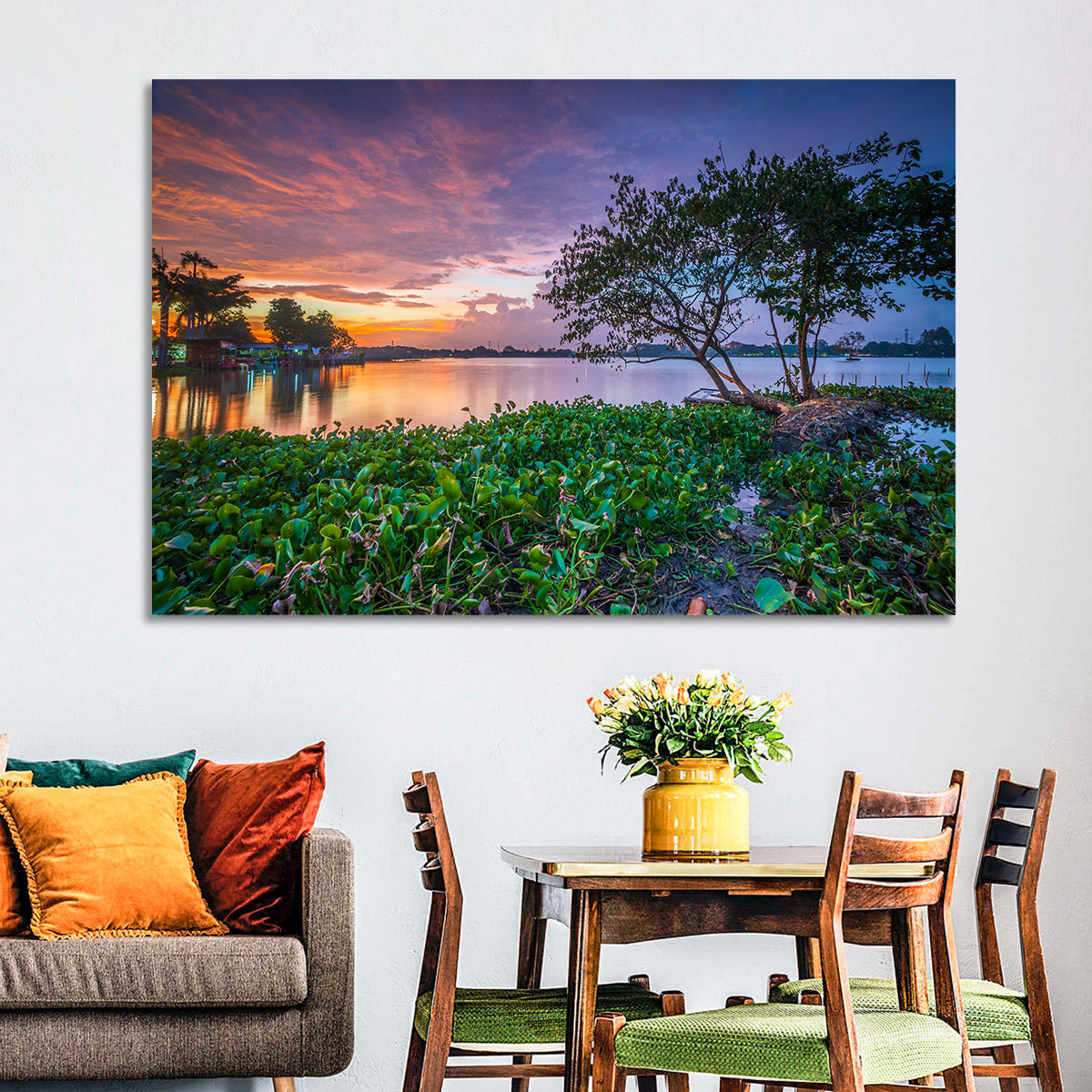 Cipondoh Lake Hyacinth Sunset Wall Art in a room, landscape