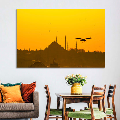 Süleymaniye Mosque Golden Hour Silhouette Wall Art