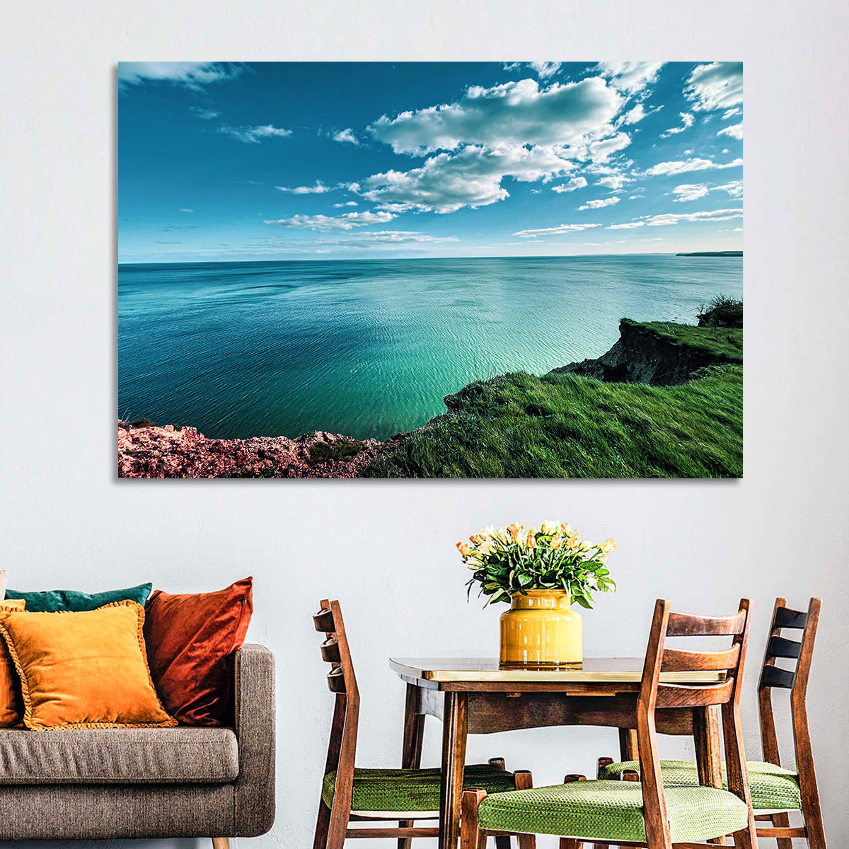 Coastal Cliffs Above a Turquoise Sea Wall Art
