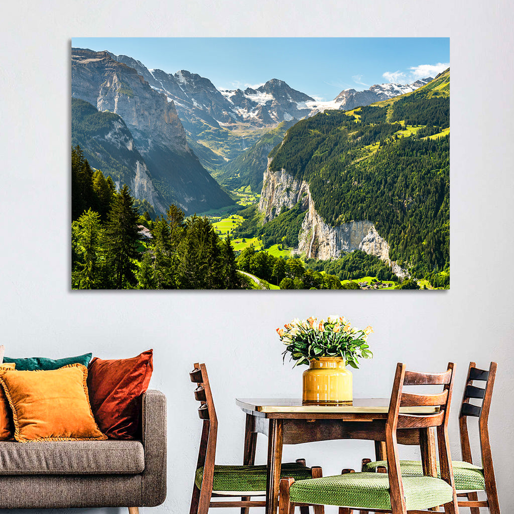 Lauterbrunnen Valley Waterfall View Wall Art