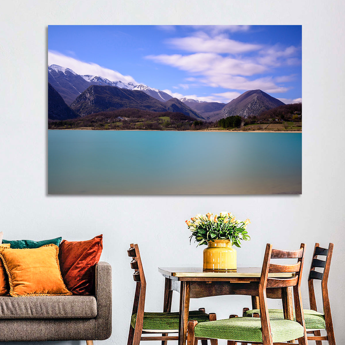 Castel San Vincenzo Lake Wall Art in a room, landscape