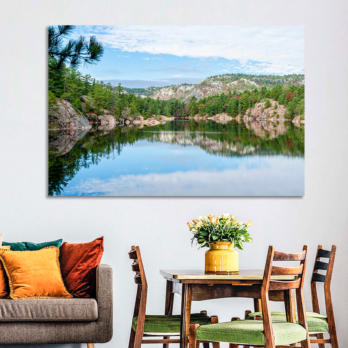 Mirror-quiet Lake and Pines Wall Art