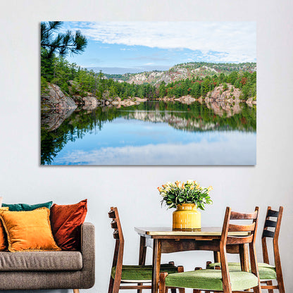 Mirror-quiet Lake and Pines Wall Art