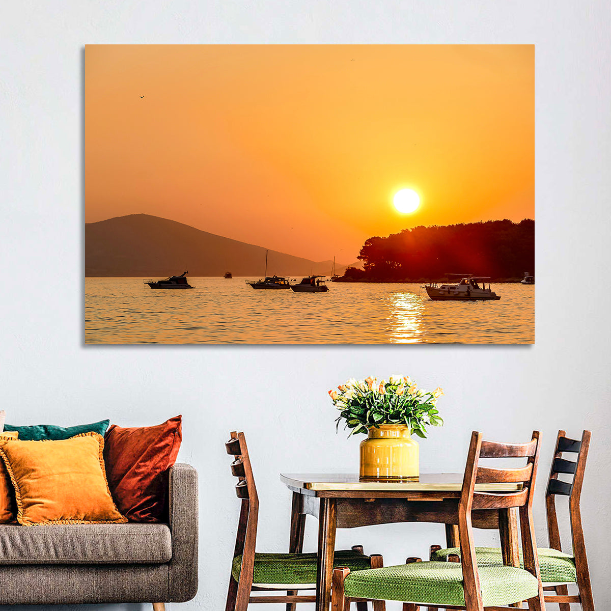 Golden Harbor Sunset Wall Art