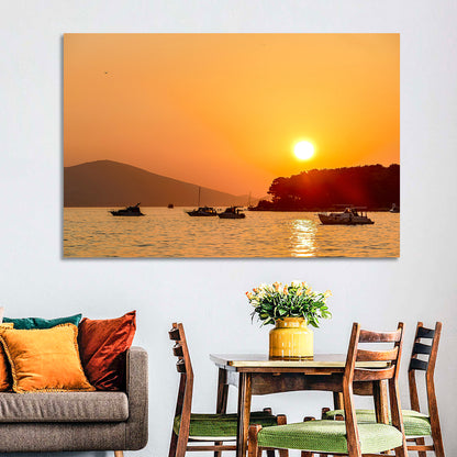 Golden Harbor Sunset Wall Art