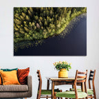 Aerial Lake with Red Boat Wall Art