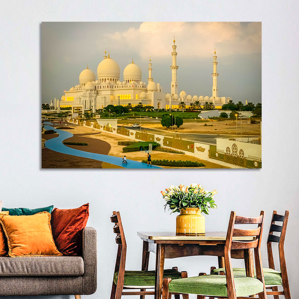 Sheikh Zayed Grand Mosque at Golden Dusk Wall Art