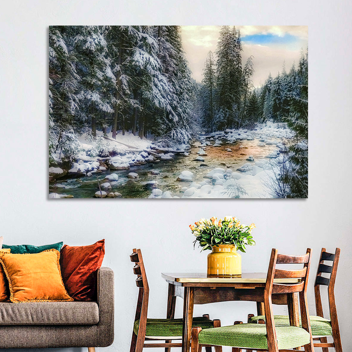 Winter Creek in Snowy Pines Wall Art