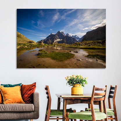 La Meije Alpine Lake and Stone Hut Wall Art