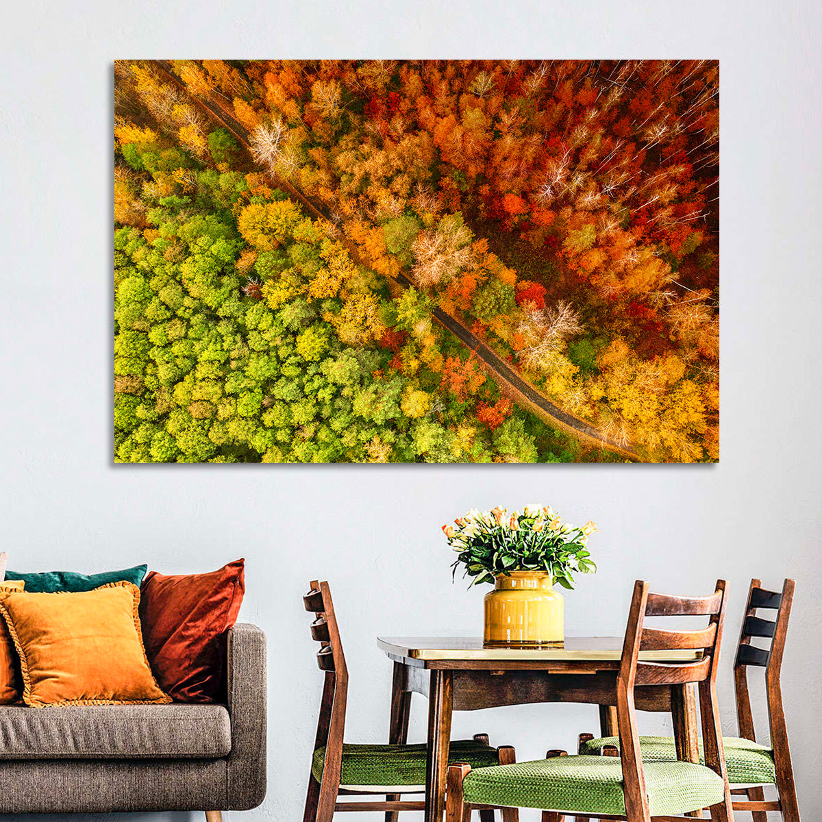 Winding Road Through Autumn Forest Wall Art