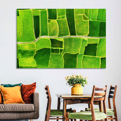 Verdant Rice Terrace Grid Wall Art