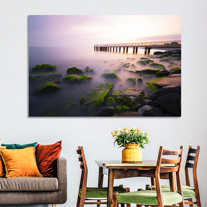 Florya Beach Pier at Lavender Dusk Wall Art