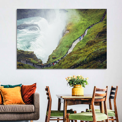 Misty Path at Gullfoss Waterfall Wall Art